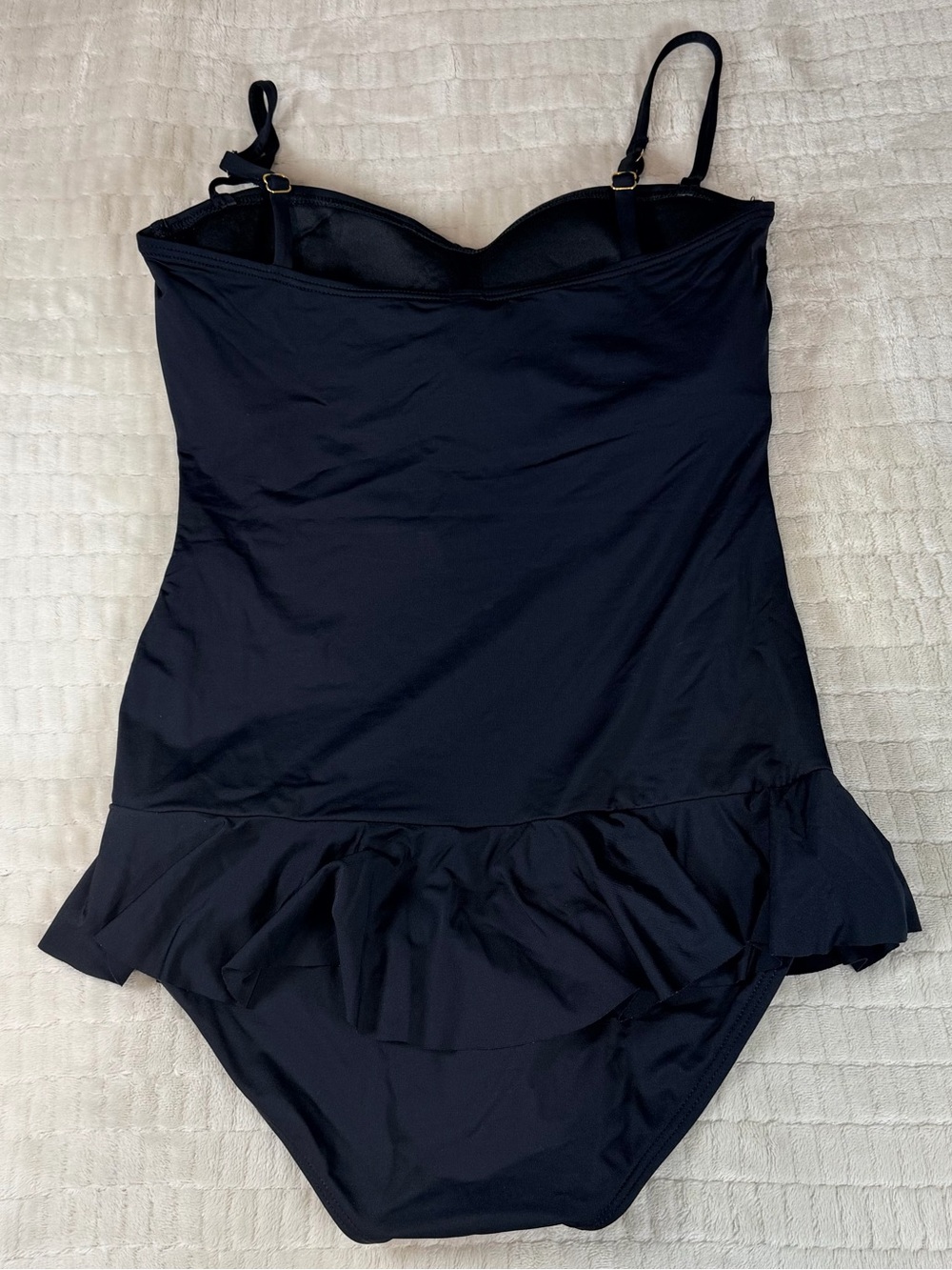 Tommy Bahama Size 12 Black Ruched Skirted One Piece Swimsuit Tummy Control - Picture 4 of 10
